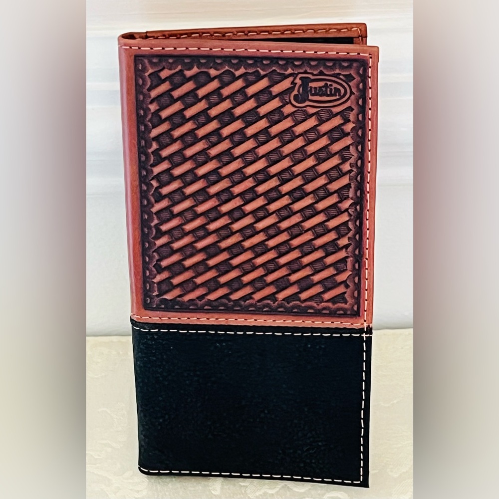 Justin Boots Rodeo Leather Wallet - Basketweave - Style 7 **NEW**